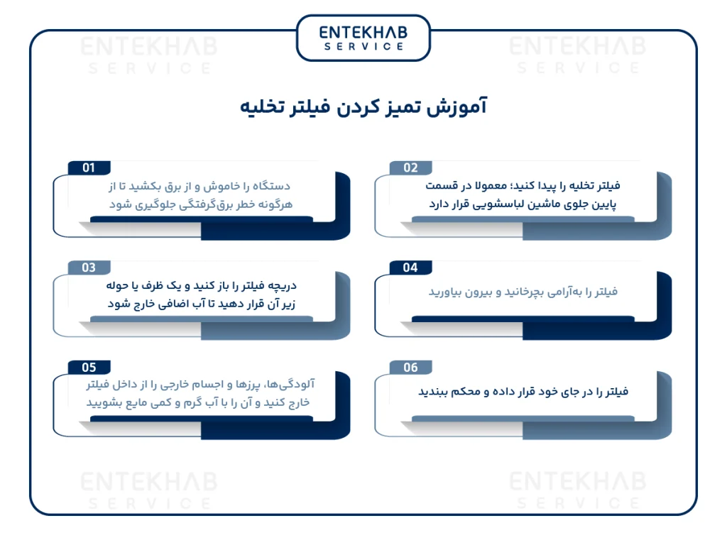 آموزش تمیز کردن فیلتر تخلیه