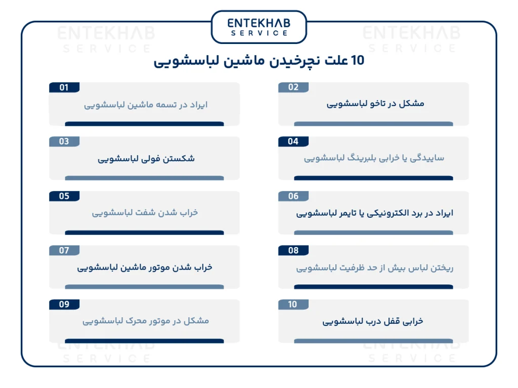 علت نچرخیدن ماشین لباسشویی